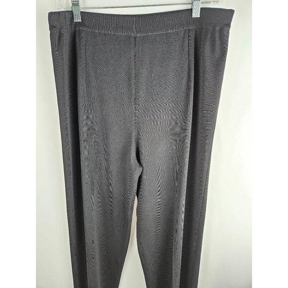 Misook Pants Large Ponte Knit Black Trousers Quite Luxury Sleek Pullon Stretch - Picture 2 of 11